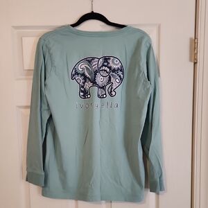 Ivory Ella Teal Long Sleeve with Elephant Design Large